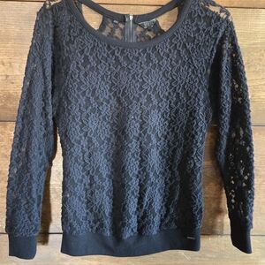 Black Lace Long Sleeve Top